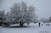 Χιονοπτωση στο παρκο Τριτση στην Αθηνα